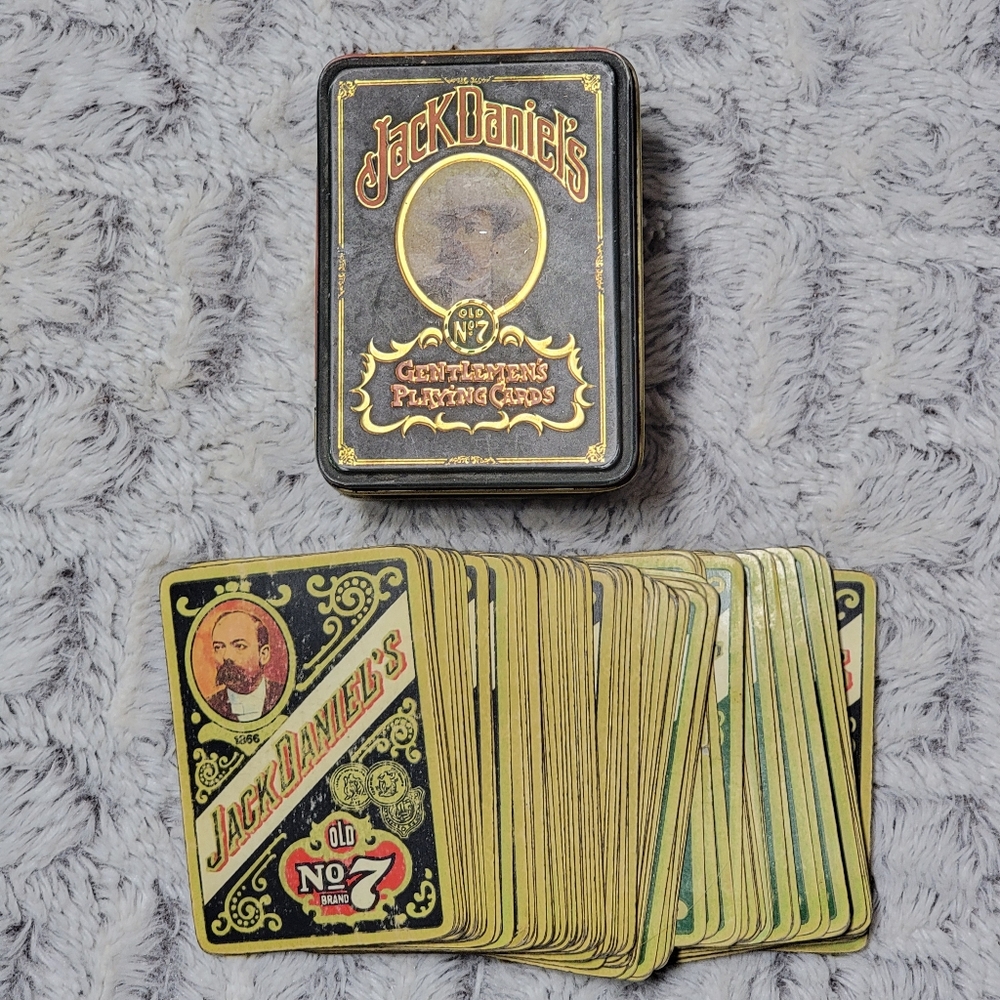 Vintage Jack Daniel's Poker Playing Card in Metal Tin